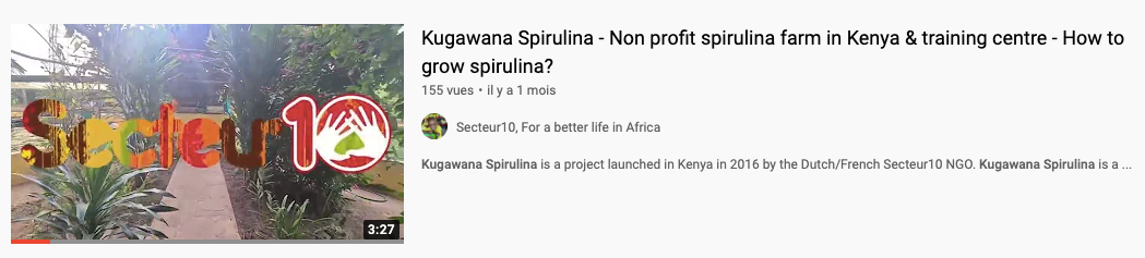 Spiruline Secteur10 sur Youtube